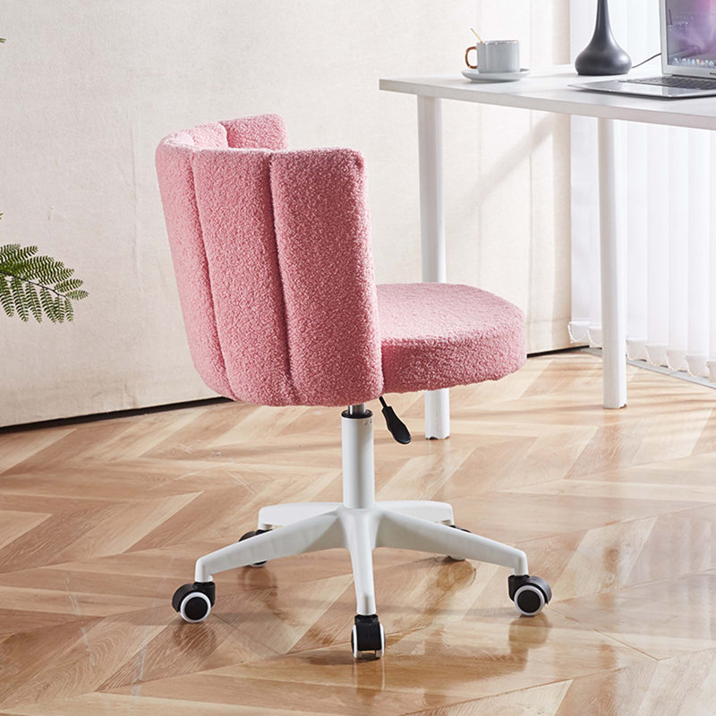 Fluffy Fuzzy Comfortable Makeup Vanity Chair Swivel Desk Chair Height Adjustable Dressing Chair Winston Porter